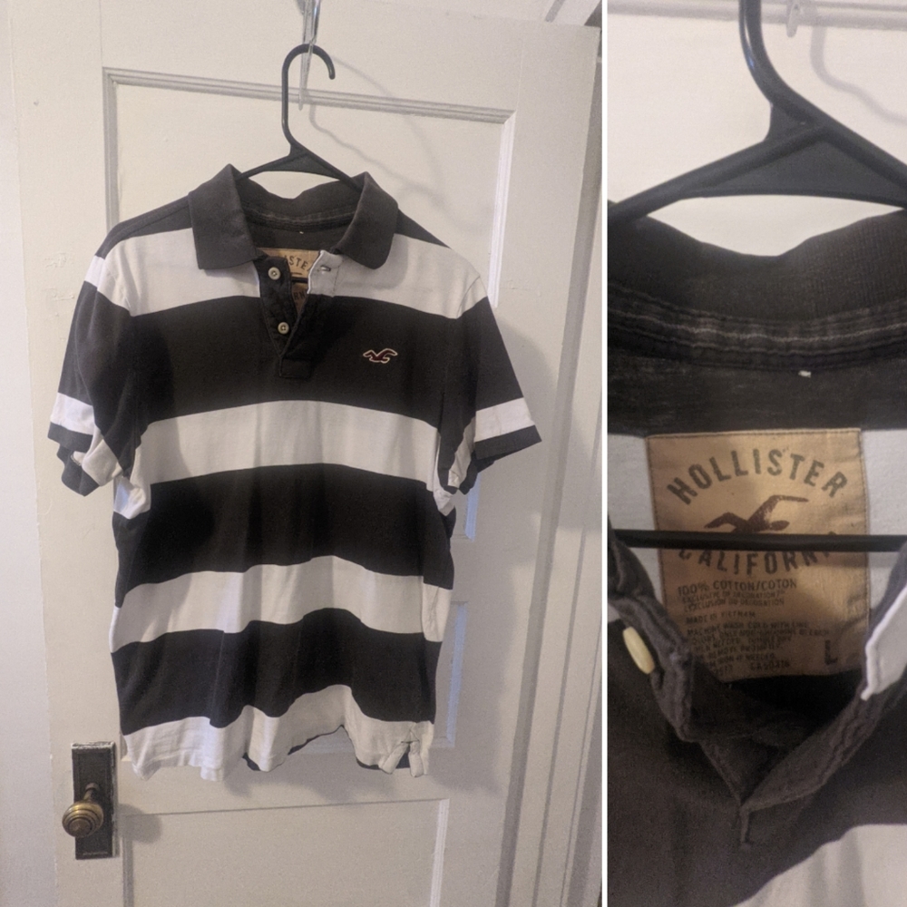 Black and white polo shirt